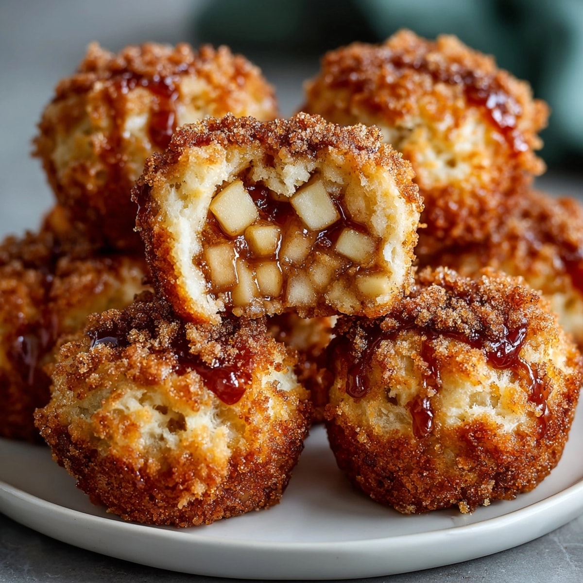Golden brown Apple Pie Biscuit Bites, warm and fragrant from the oven, ready to serve.