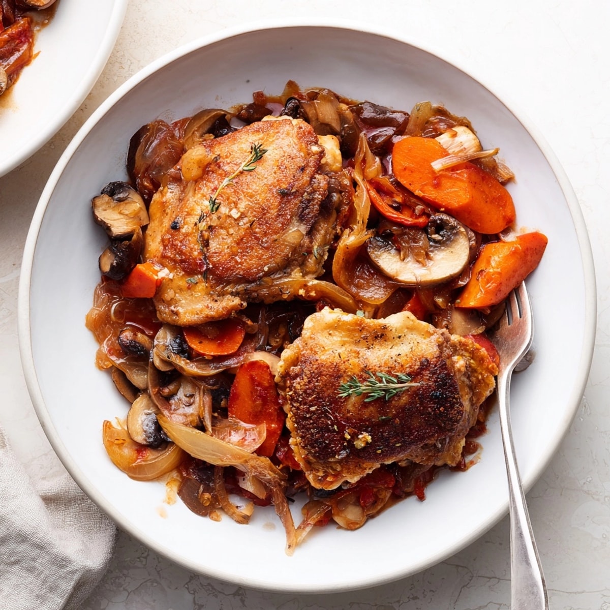 Cozy Slow Cooker French Wine Chicken served on mashed potatoes with parsley garnish.