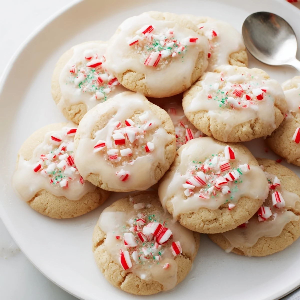 Festive, chewy cookies infused with peppermint and drizzled with soda-inspired glaze.  