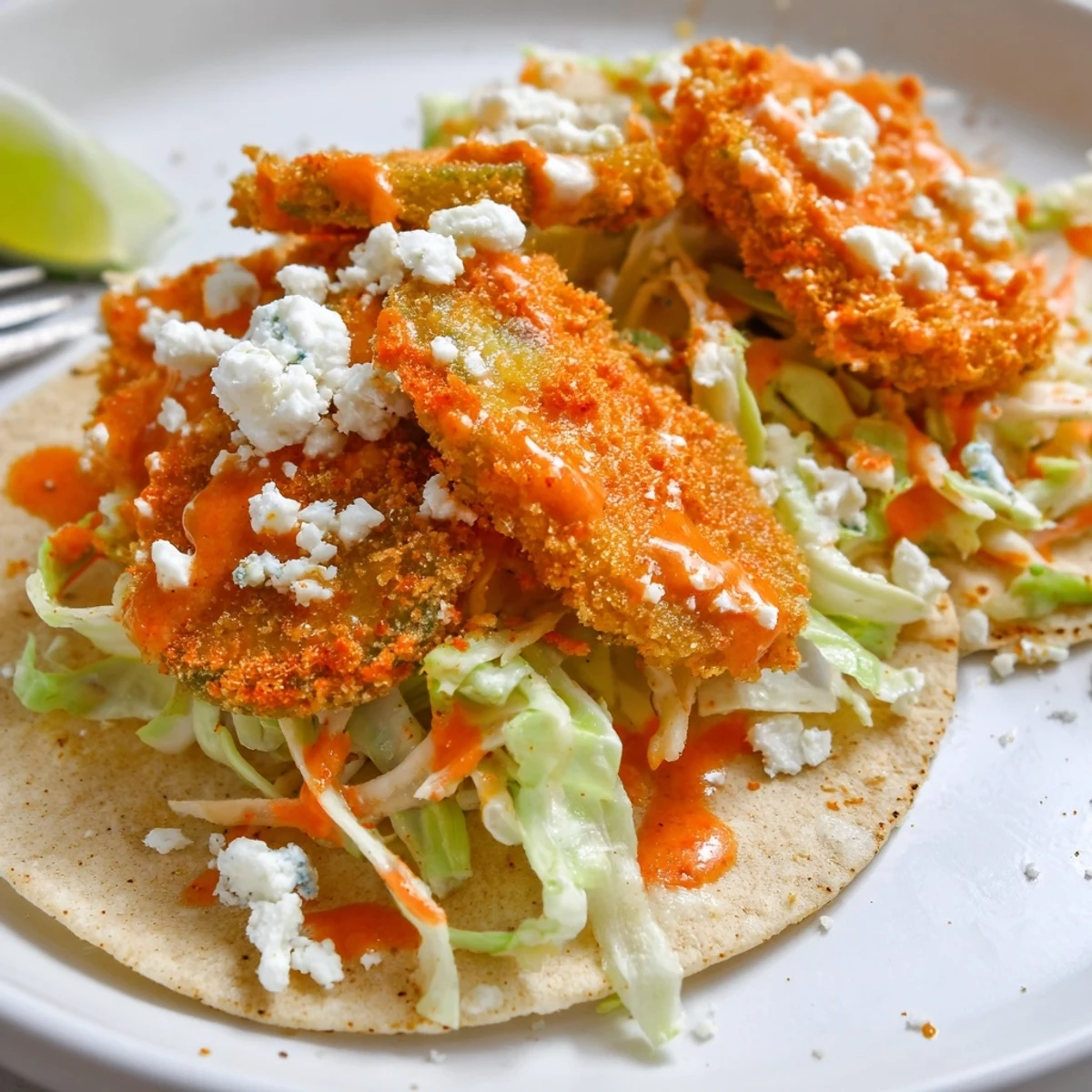 Delicious Sweet Chili Fried Pickle Tacos ready for a flavorful weeknight dinner.  
