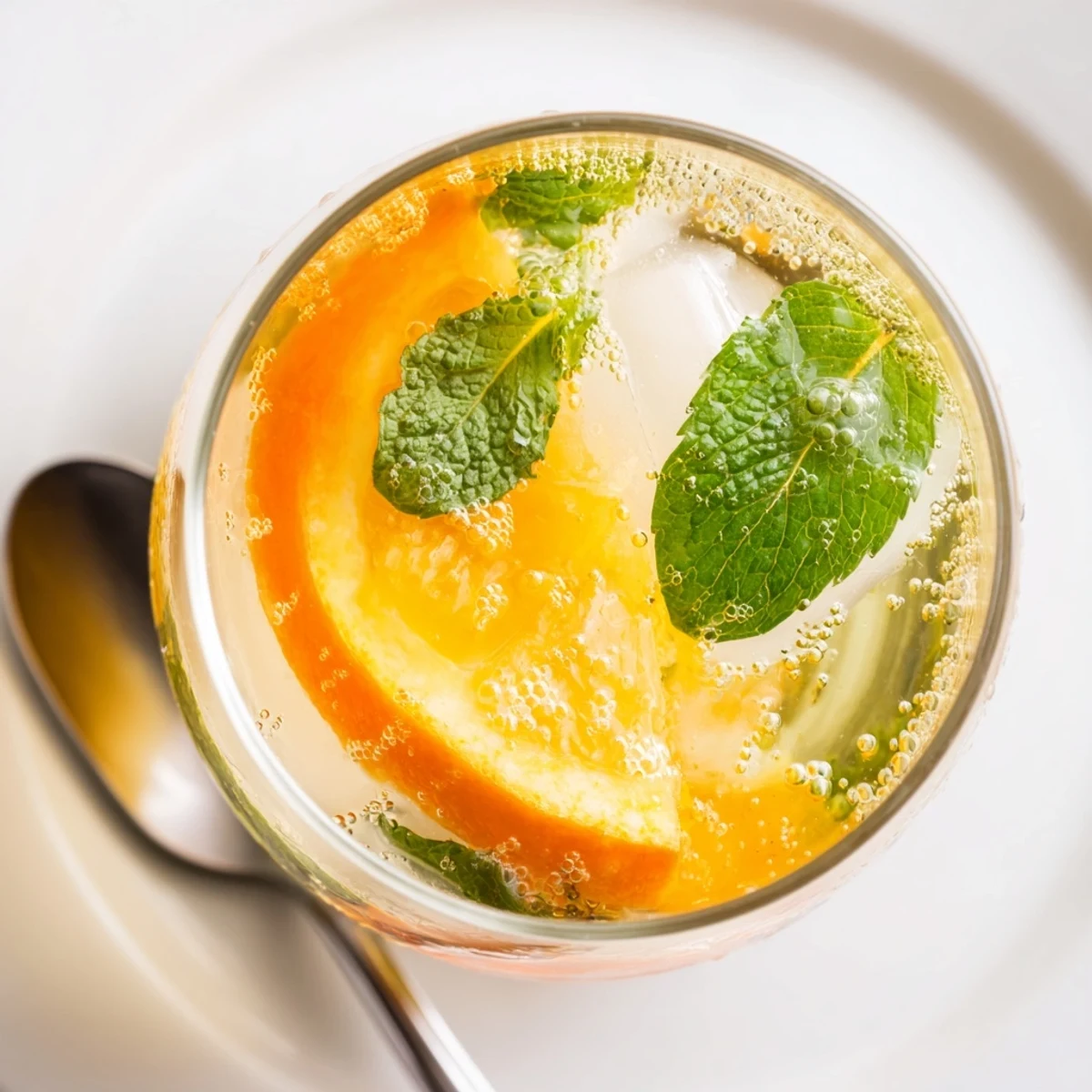 Refreshing probiotic soda mocktail with citrus and mint for summer enjoyment.  