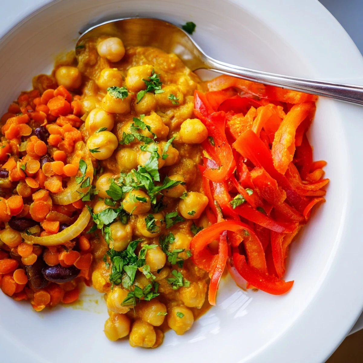 Delicious Thai Red Lentil Curry in a cozy bowl, bursting with flavor and color.  