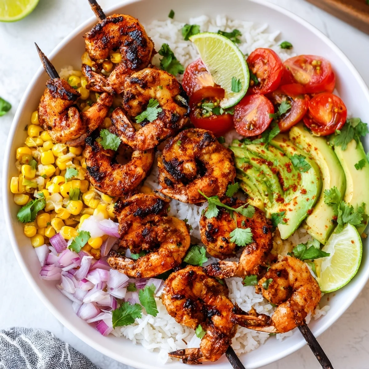 A refreshing Easy Grilled Shrimp Bowl with zesty salsa and perfectly charred shrimp.