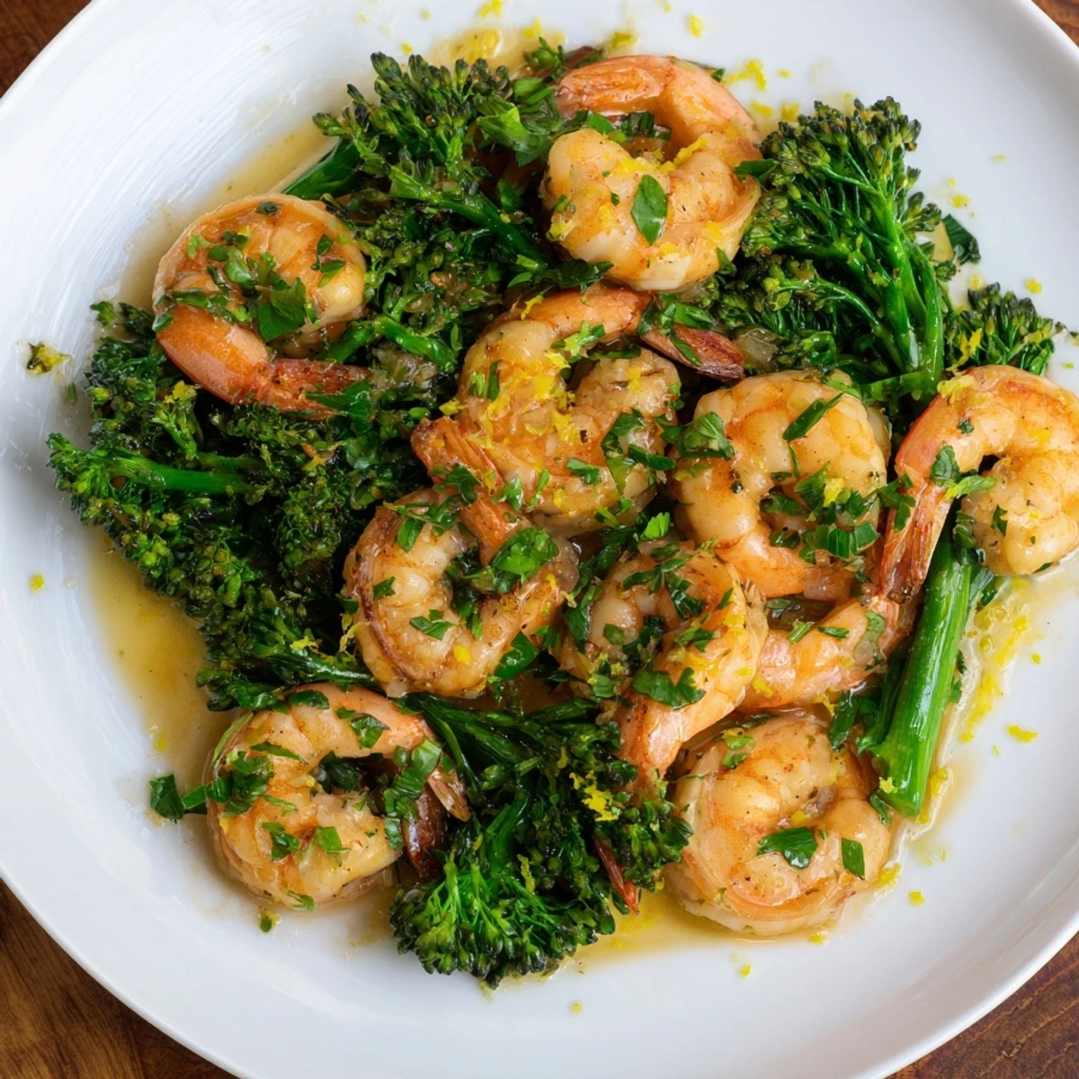 Tender shrimp and broccoli bathed in a bright lemon butter sauce, a quick and easy Lemon Butter Shrimp for dinner.
