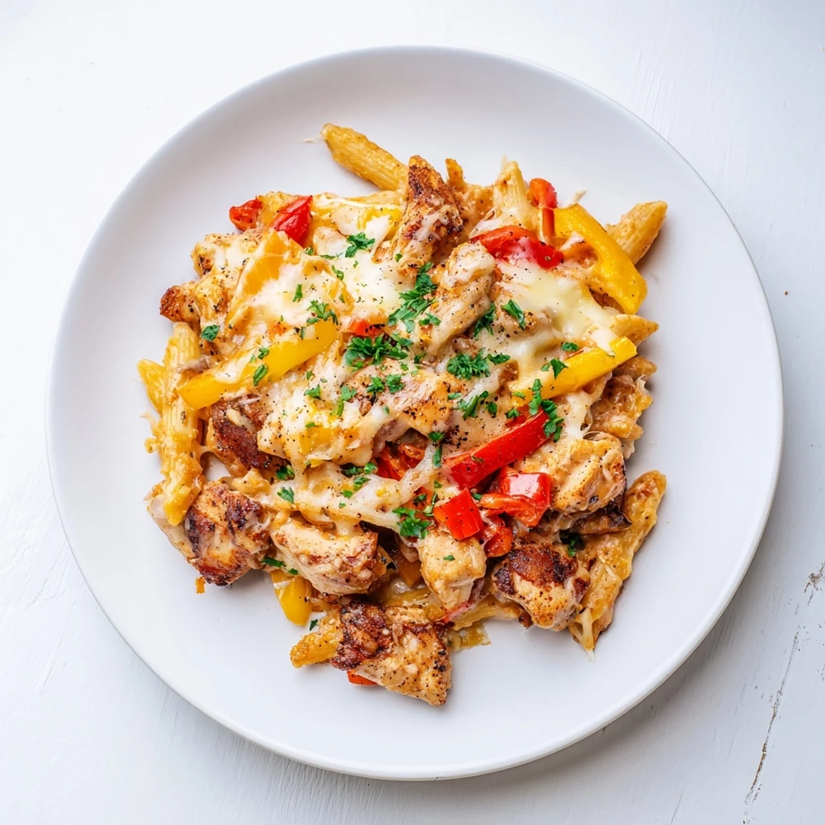 Golden, bubbly baked Cajun Chicken Pasta, with creamy sauce and melted cheese for a hearty meal.