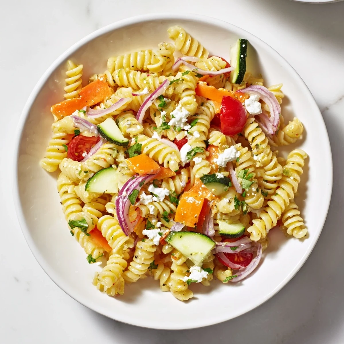 Bright and inviting, this Pasta Salad with Seasonal Veggies shows off fresh flavors and textures.