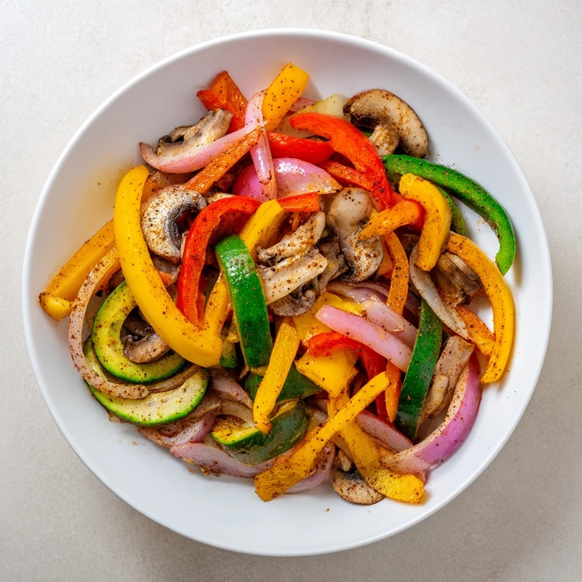 Golden-brown Veggie Skillet Fajitas sizzling in a cast-iron skillet, a flavorful Tex-Mex vegetarian meal.