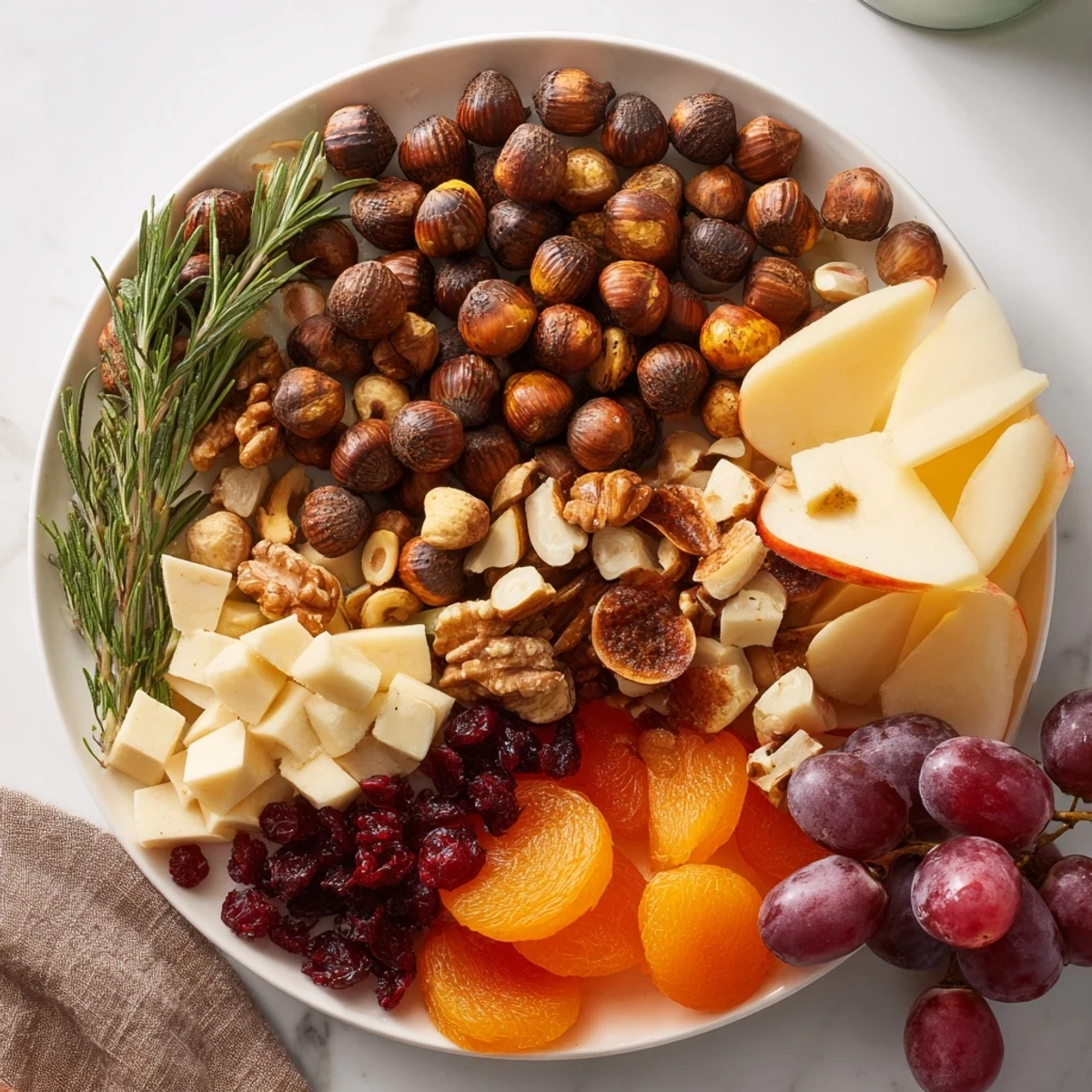 A beautifully arranged Squirrels Acorn Hoard Platter with golden roasted acorns, nuts, and cheeses.