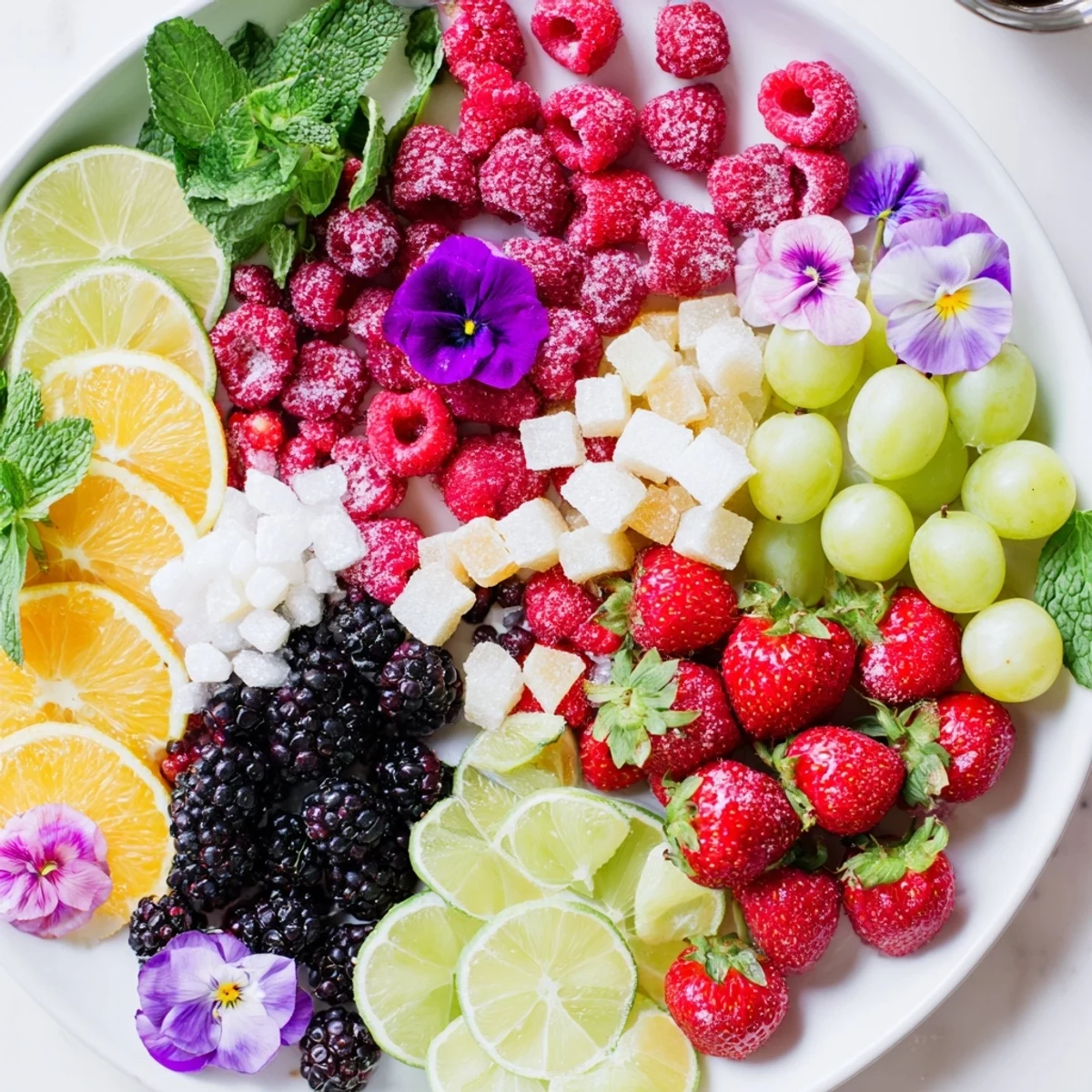Prepare to serve with this gorgeous Bubbly Bar Garnish Platter, complete with peach puree and gold glitter, is incredibly festive.