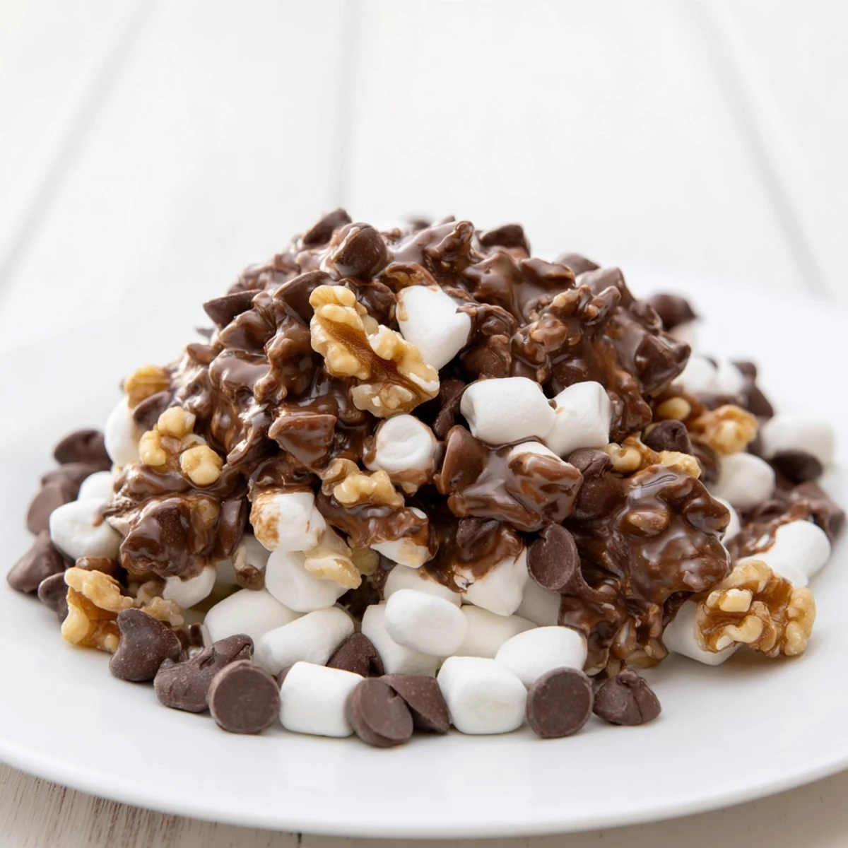 Warm and gooey chocolate chips melting into fluffy mini marshmallows in this simple recipe.
