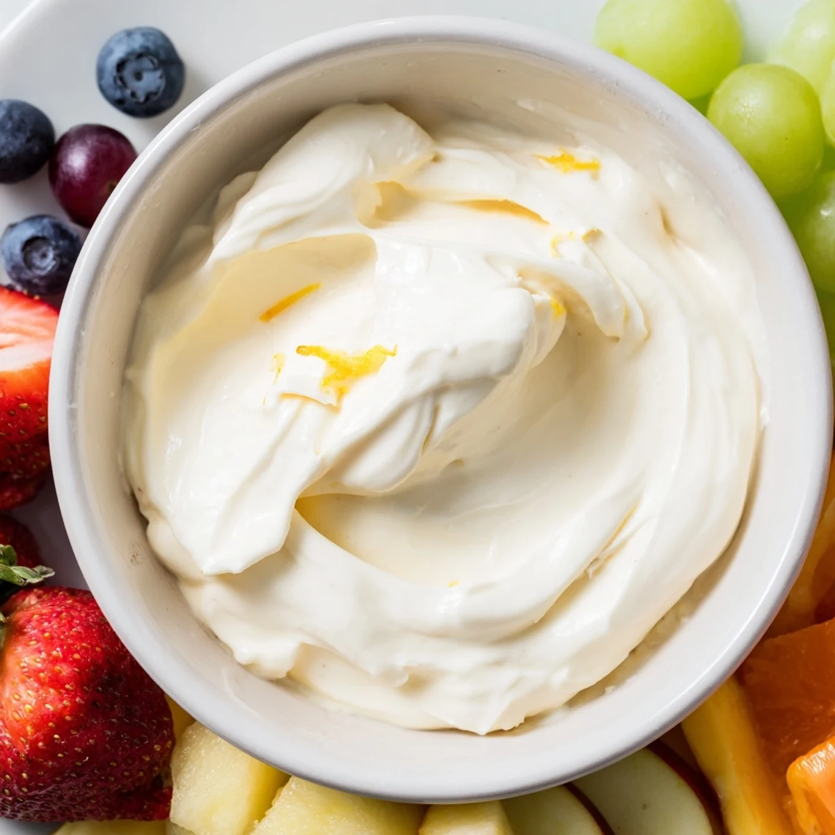 Enjoy this easy homemade cream cheese fruit dip, perfect for dipping apple slices or grapes.