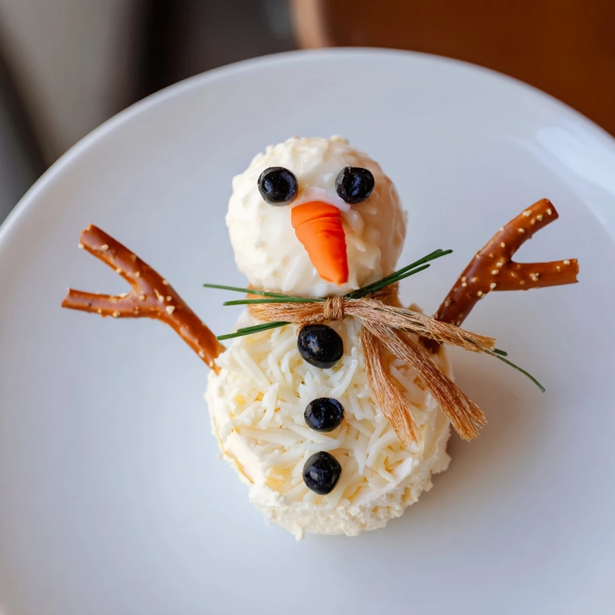 Melted Snowman Cheese Bites are festive, with creamy cheese snowmen on a platter, ready to eat.
