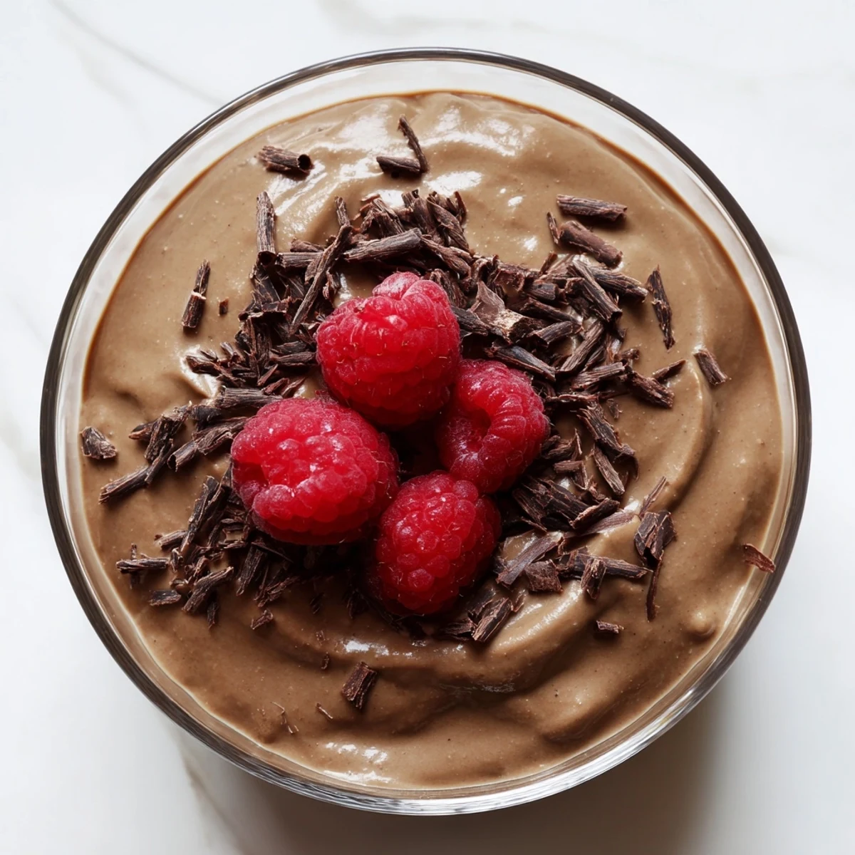 Smooth, decadent avocado chocolate pudding, swirled with optional coconut whipped cream for dessert.