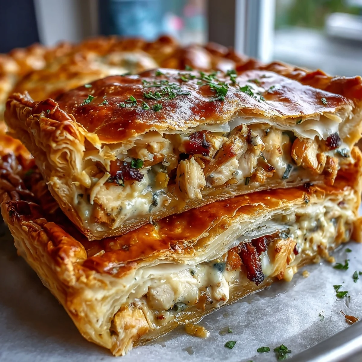 Golden Chicken and Leek Pie bursting with creamy filling and flaky crust.