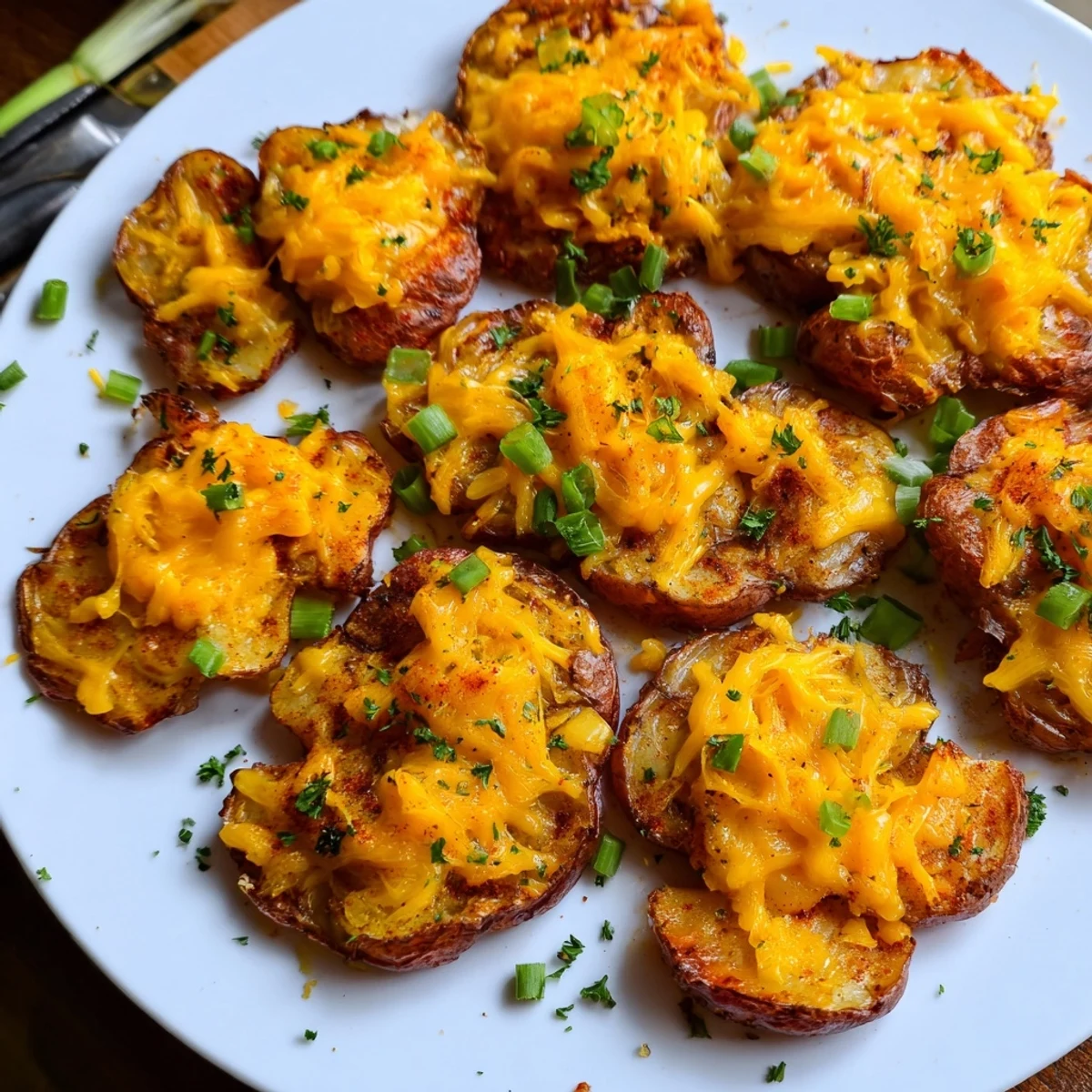 Delicious Smashed Green Onion Potato Bombs, golden and crispy, perfect for sharing.  