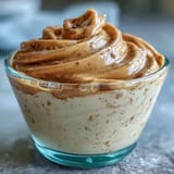 Spooned hojicha pastry cream fills golden cream puffs, garnished with a light dusting of powdered sugar.