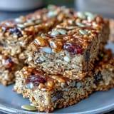 Golden-baked nut-free granola bars made with honey, oats, and seeds, perfect for a healthy on-the-go treat.