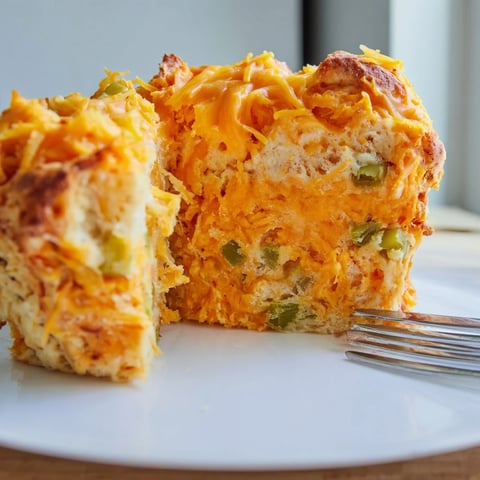 Savory Sweet Potato Cheesy Jalapeño Biscuit Muffin Loaf, warm and golden-brown, ready to serve.