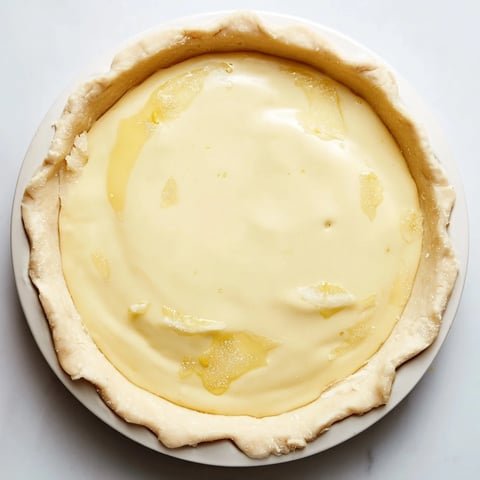 Creamy water pie cooling on a countertop, showcasing a golden crust and delicate filling.  