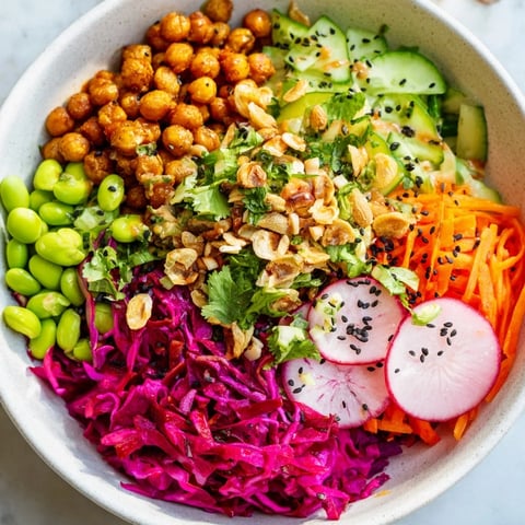 Colorful ASMR Crunch Snack Bowls filled with fresh vegetables and crispy toppings.  