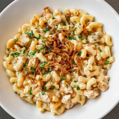 One-Pot Honey BBQ Chicken Mac and Cheese, with melty cheese and tender chicken visible.