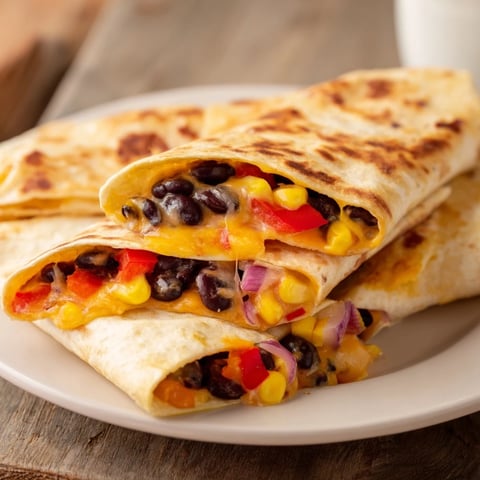 Golden-brown, folded Tortilla Wrap Hack with beans and cheese, ready for a delicious Tex-Mex meal.
