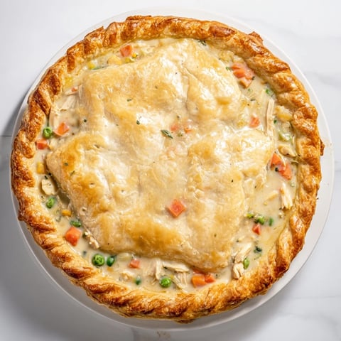 Golden-crusted, bubbling Marry Me Chicken Pot Pie, offering comforting aroma and a savory, creamy filling.