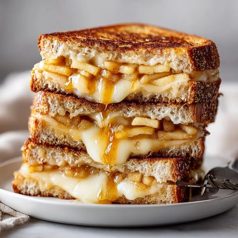 Sharp cheddar and sweet spiced apples create the perfect Spiced Apple Cinnamon Grilled Cheese sandwich.