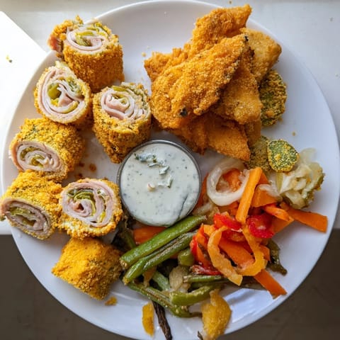 Crispy fried pickles served with pickled-wrapped bites for the ultimate Pickle Lovers Meal.  