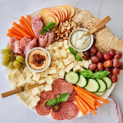 Elegant Girl Dinner Platter showcasing fresh veggies, tasty dips, and gourmet cheeses.  