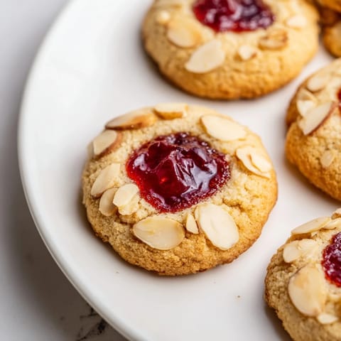 Cherry Almond Thumbprint Cookies