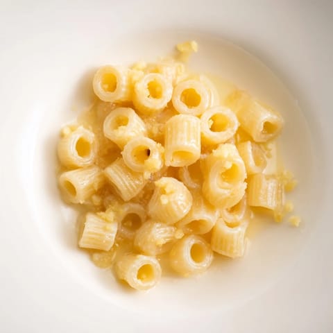 A close-up of steaming 3-ingredient butter & garlic ditalini, perfect for a quick dinner.