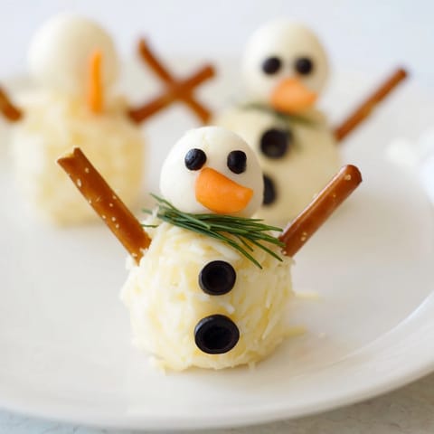 Melted Snowman Cheese Bites
