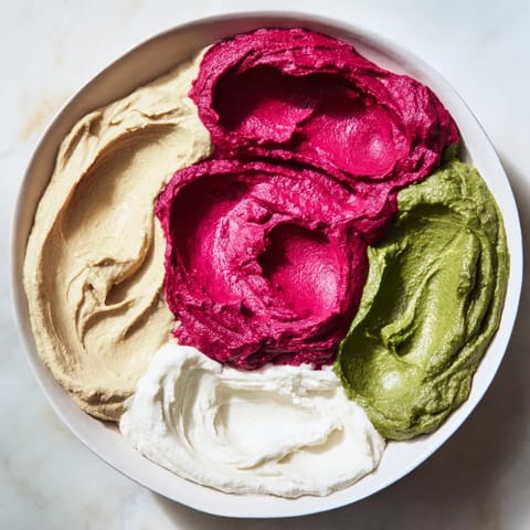 The vibrant marble swirl, a party-ready appetizer with creamy dips and colorful cracker pairings.