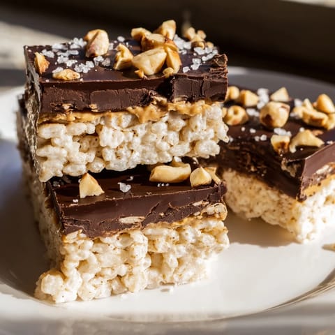Sweet and crunchy Peanut Butter Chocolate Rice Cakes, ready to grab and enjoy this simple no-bake dessert!