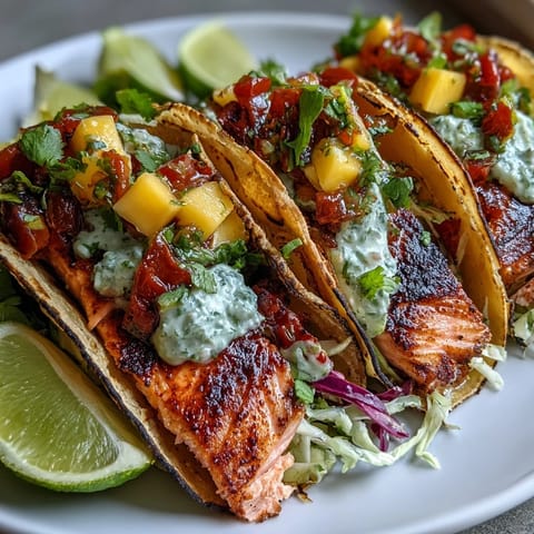 Grilled Salmon Mango Salsa Tacos