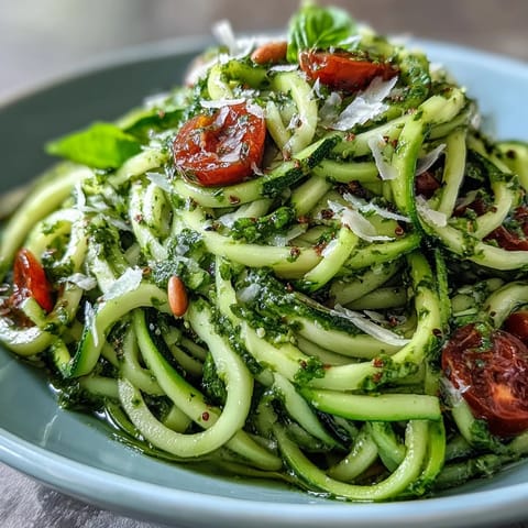 Zucchini Noodles with Raw Pesto