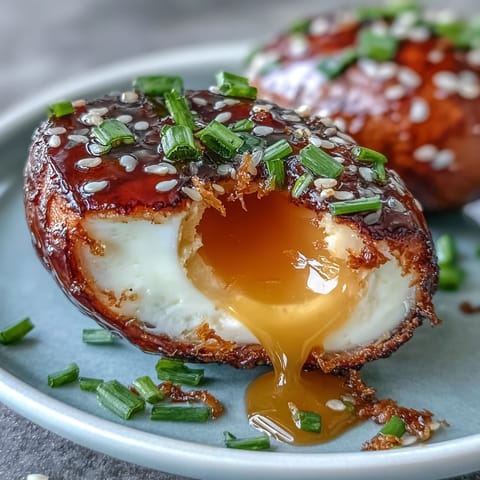 Rich and creamy Spicy Miso Marinated Eggs, infused with umami flavors, served sliced as a bold ramen topping.