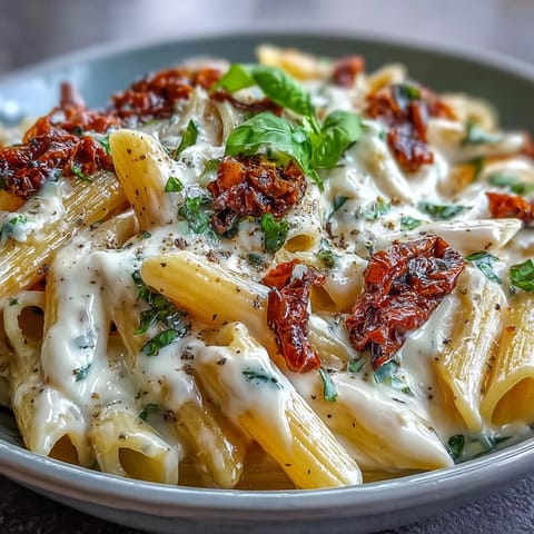 Velvety, rich Marry Me Pasta, featuring sun-dried tomatoes and basil garnish.