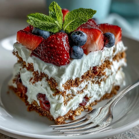 Festive strawberry icebox cake, easily made ahead for summer gatherings.