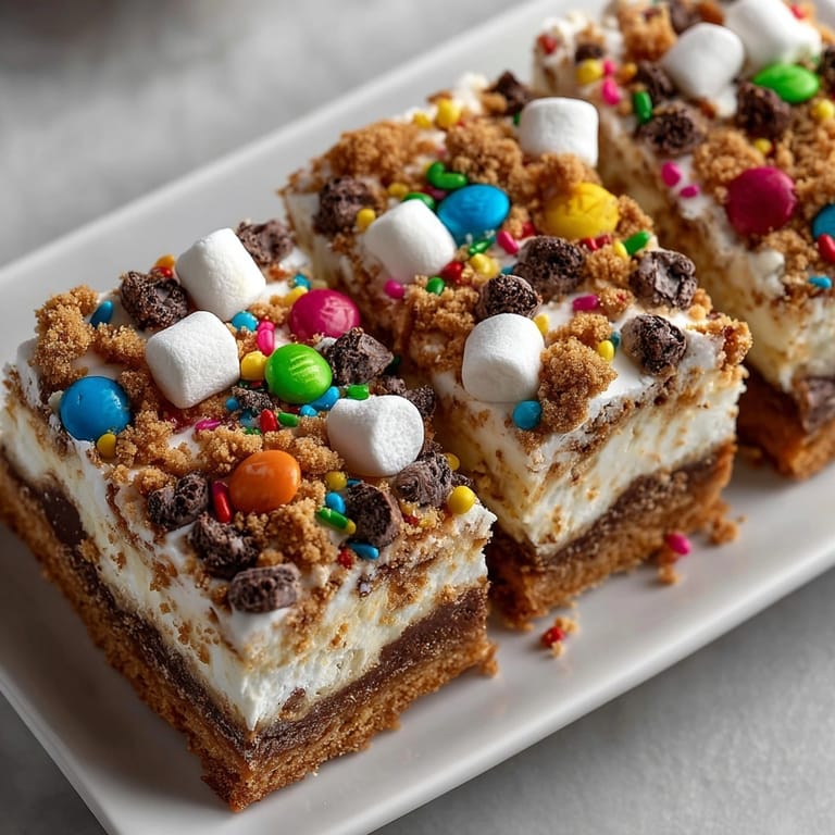 A close-up of deliciously decadent Silly Cake Gingerbread House Collapse Bars, perfect for sharing.