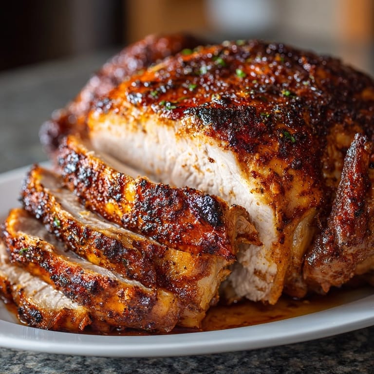 Close-up of a deep-fried Cajun Turkey showing the crispy, flavorful, seasoned skin.
