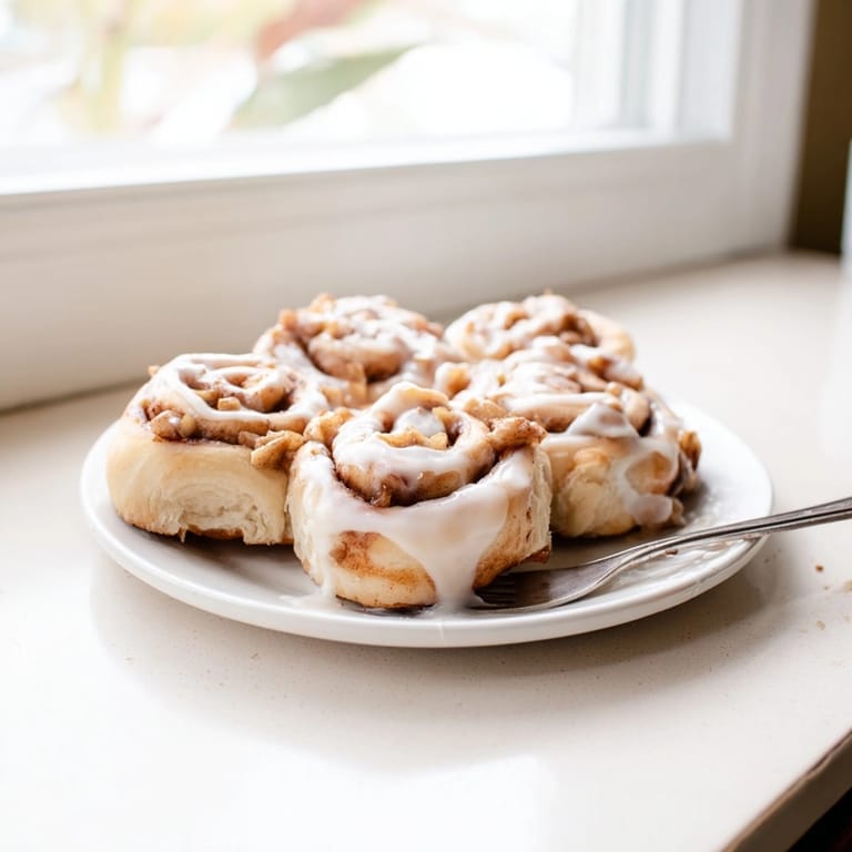 Homemade Apple Cinnamon Rolls showing off their cinnamon-swirled filling, a comforting breakfast treat.