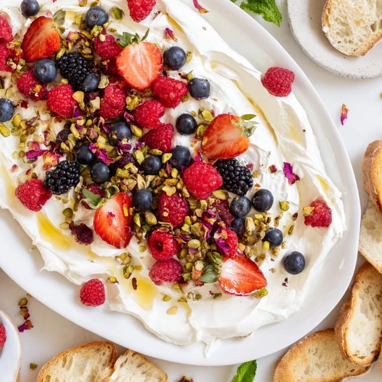 Shareable Butter Board Dessert Version served with toasted bread and drizzled honey.