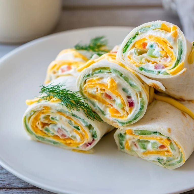 Colorful Pickle-in-a-Blanket bites filled with tangy pickles and savory cheese, ready to serve.  