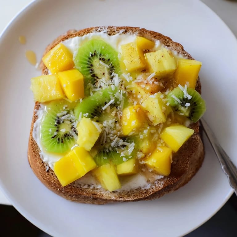 Creamy coconut yogurt makes this Yogurt-Custard Toast a tropical breakfast delight.  