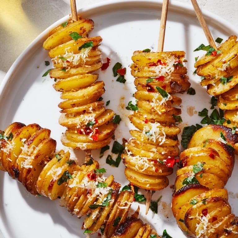 Delicious spiraled potatoes, air-fried to golden perfection and topped with Parmesan.  