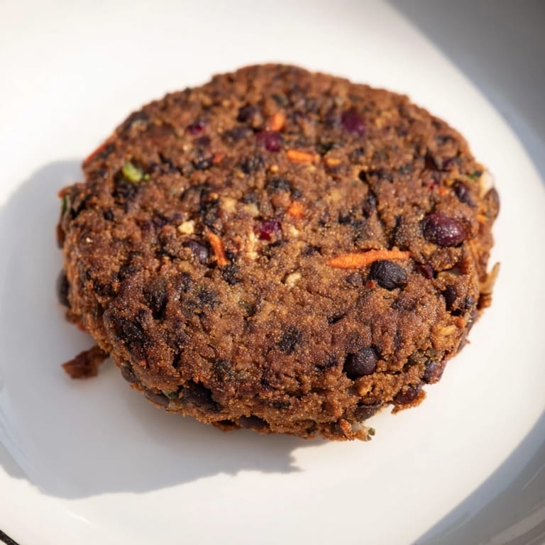 Homemade black bean burgers, sizzling in a skillet, promising a flavorful, vegetarian meal option.