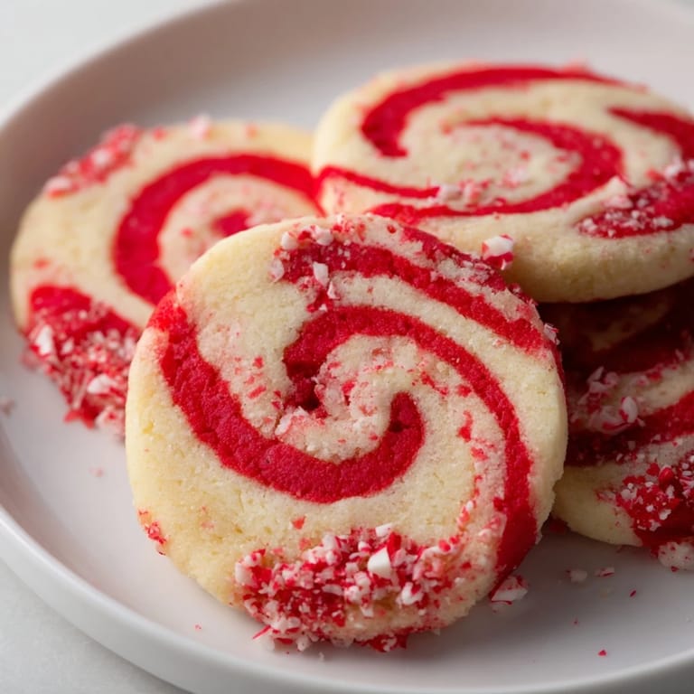 Crispy, colorful Candy Cane Pinwheel Cookies, perfectly baked with a peppermint twist for your holiday dessert.