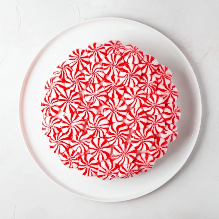 A nearly-finished No-Bake Peppermint Candy Bowl, ready to be filled with more festive candies for serving.